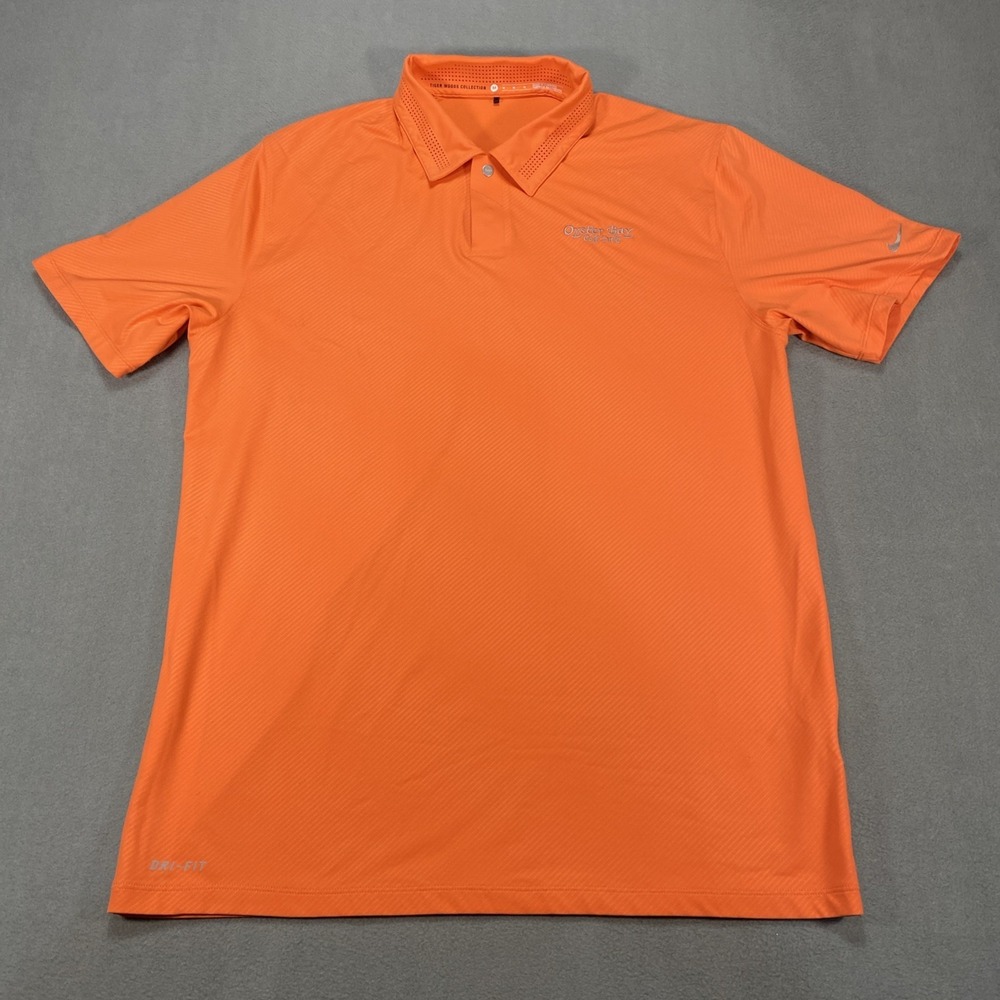 Nike Men's Tiger Woods Collection Golf Polo Medium Orange Oyster Bay Logo NC